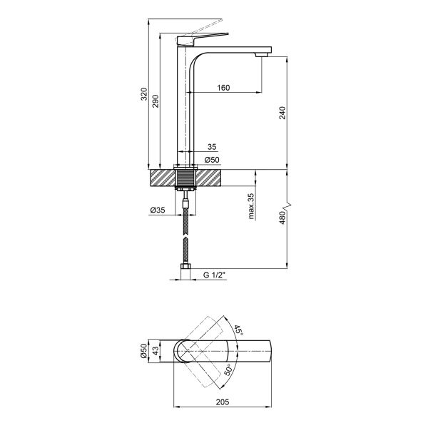 Змішувач для раковини Qtap Slavonice високий QTSLA1042H103B Black Matt - фото 3