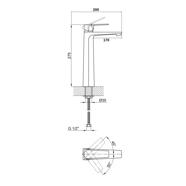 Змішувач для раковини Qtap Matice високий 1063H103C Chrome - фото 2