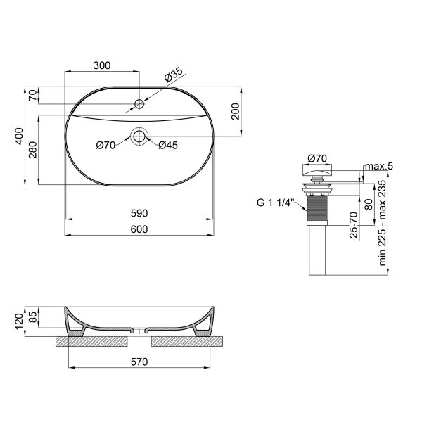 Раковина Qtap Scorpio 610x400x120 White з донним клапаном QT14112203W