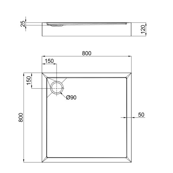 Душовий піддон Qtap Tern 308812C 80x80x12 см + сифон - фото 2