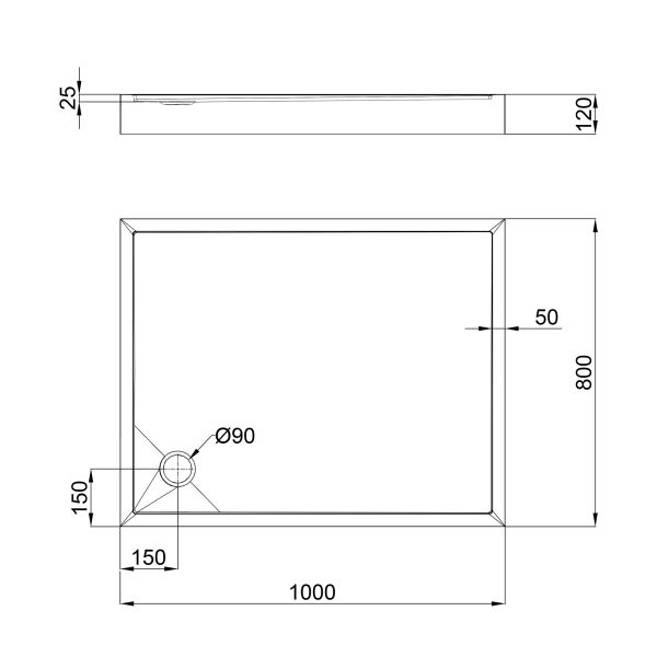 Душовий піддон Qtap Tern 301812C 100x80x12 см + сифон - фото 2