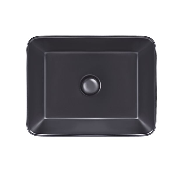 Раковина чаша Qtap Tern 475х370х140 Matt black з донним клапаном QT172074MBMB