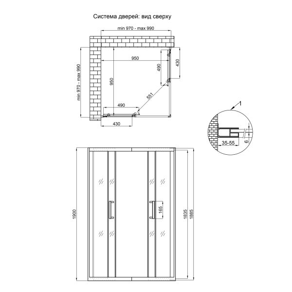 Душова кабіна Qtap Taurus CRM1011SC6 100x100 см скло Clear 6 мм покриття CalcLess без піддона - фото 2