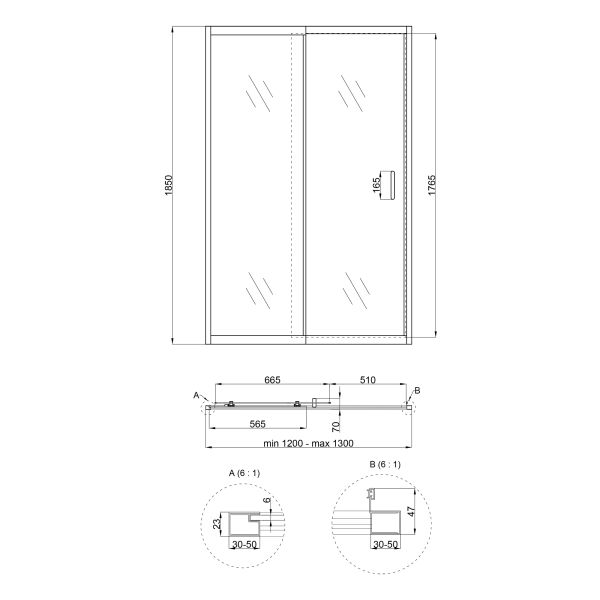 Душові двері в нішу Qtap Taurus CRM2012-13.C6 120-130x185 см, скло Clear 6 мм, покриття CalcLess - фото 2