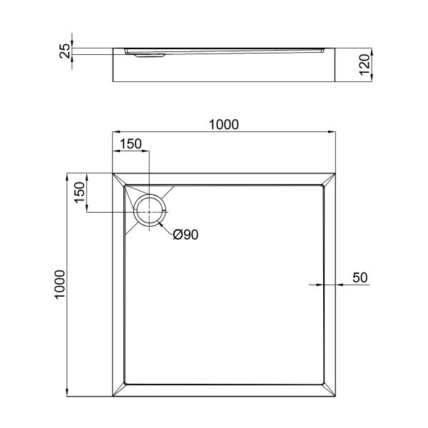 Душовий піддон Qtap Tern 301112 100x100x12 см сифон - фото 2