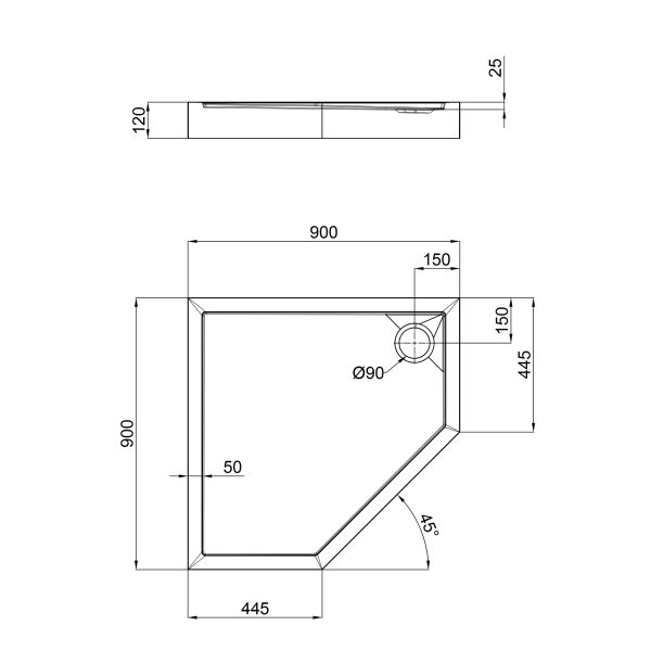 Душовий піддон Qtap Diamond 309912 90x90x12 см сифон - фото 2