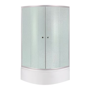 Душова кабіна Latwa SC90x90.SAT.HIGH.FR полукругла, скло Frost 4 мм + Душовий піддон KAPIELKA ST90x90x41, з панеллю Lidz