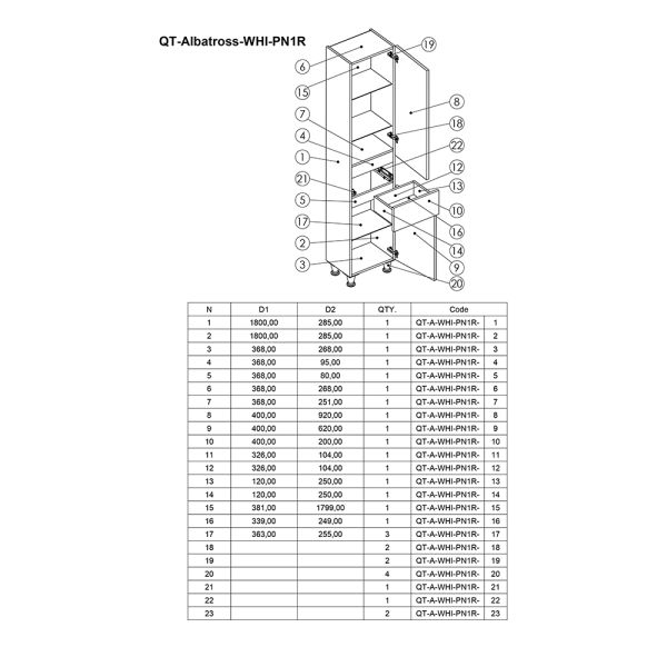 Пенал підлоговий Qtap Albatross 400х1900х305 White QT0175PN1900DRW - фото 2