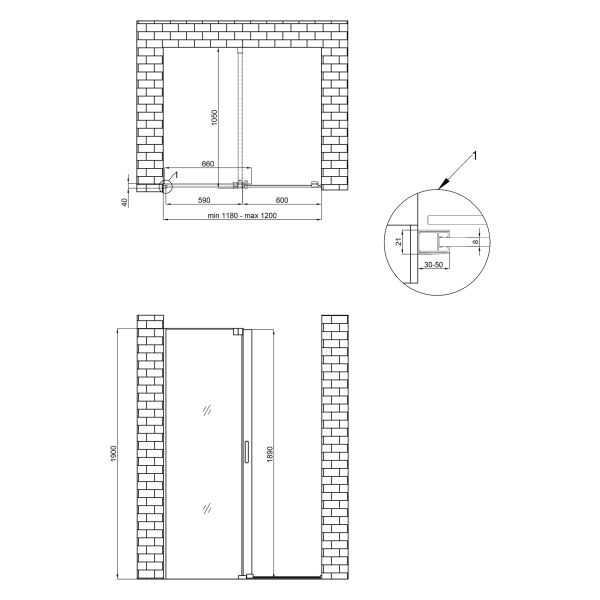 Душова перегородка Qtap Walk-In Glide CRM2012.C8 120х190 см, скло Clear 8 мм, покриття CalcLess - фото 11