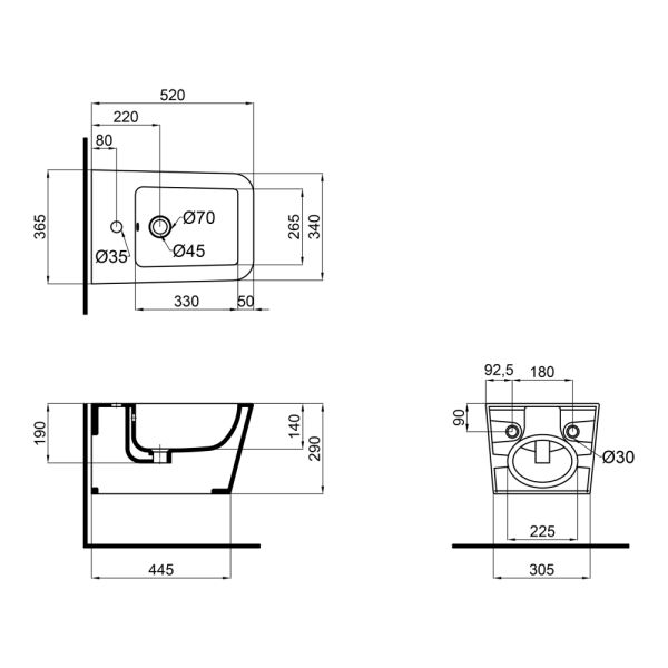 Біде підвісне Qtap Crow 520х360х290 White QT05555370W - фото 4