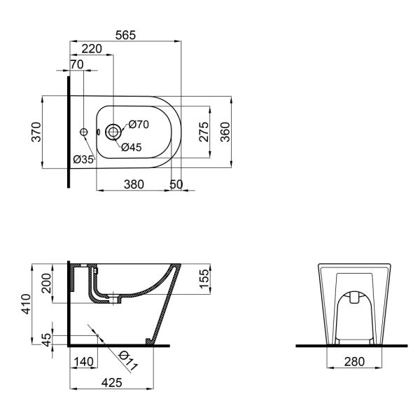 Біде підлогове Qtap Stork Swan 560х360х410 White QT15443378W - фото 11