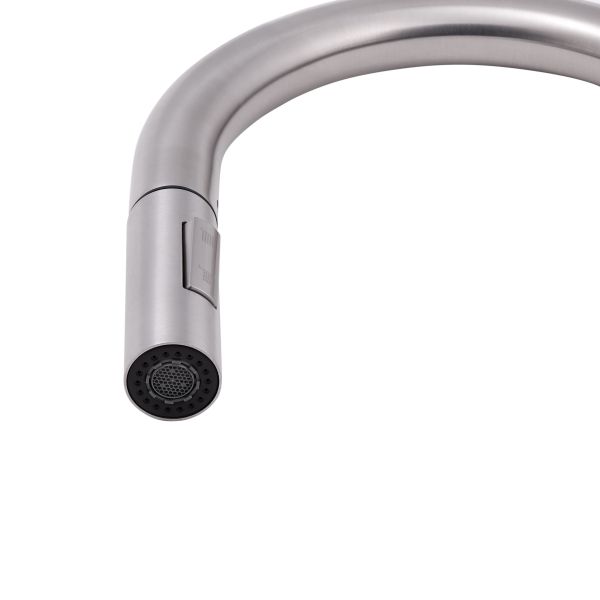 Змішувач для кухні Qtap Lenicka з висувним виливом QTLEN9138103UN Brushed Nickel PVD - фото 2