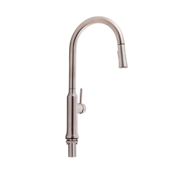 Змішувач для кухні Qtap Baruska з висувним виливом QTBAR9137103UN Brushed Nickel PVD - фото 9