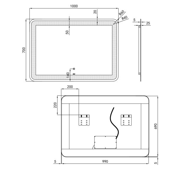 Дзеркало Qtap Swan 1000х700 з LED підсвічуванням Touch димер рег яскравості QT1678141470100W - фото 11