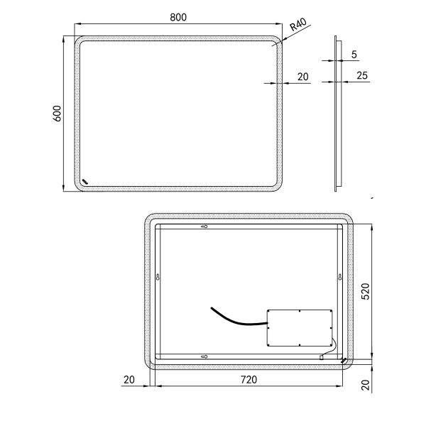 Дзеркало Qtap Tern 800х600 з LED-підсвічуванням Sensor, Reverse QT177814276080W - фото 11