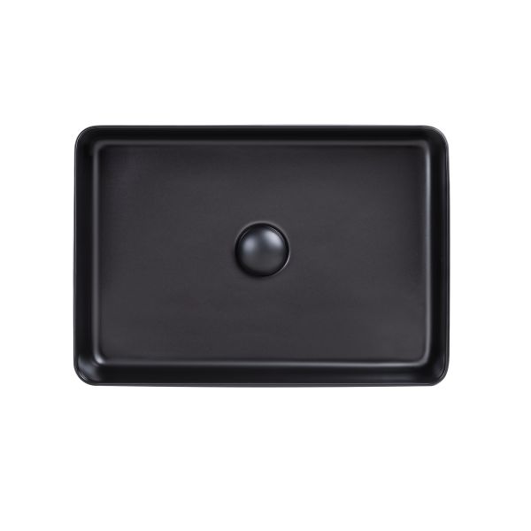 Раковина чаша Qtap Tern 500х350х145 Matt black з донним клапаном QT1711A055MB