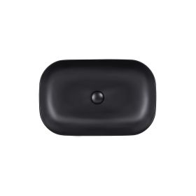 Раковина чаша Qtap Robin 610х400х145 Matt black з донним клапаном QT132143PMBMB