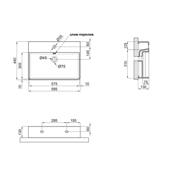 Раковина Qtap Nando LT 600х440х130 White QT12112173WN - фото 3