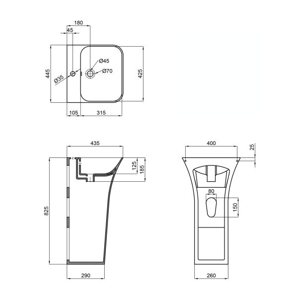 Раковина для підлоги моноблок Qtap Crow 450x435x835 White QT0511G315WN - фото 3