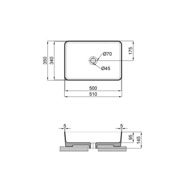 Раковина чаша Qtap Tern 500х350х145 Matt black QT1711A055MBN - фото 4