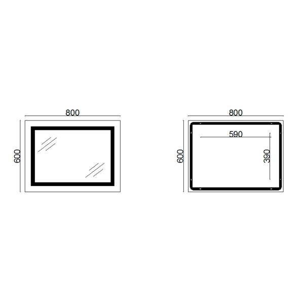 Дзеркало Lidz Kubis 600х800 з LED підсвічуванням Touch з антизапотіванням з димером рег яскравості Reverse LD78LF9048060 - фото 5