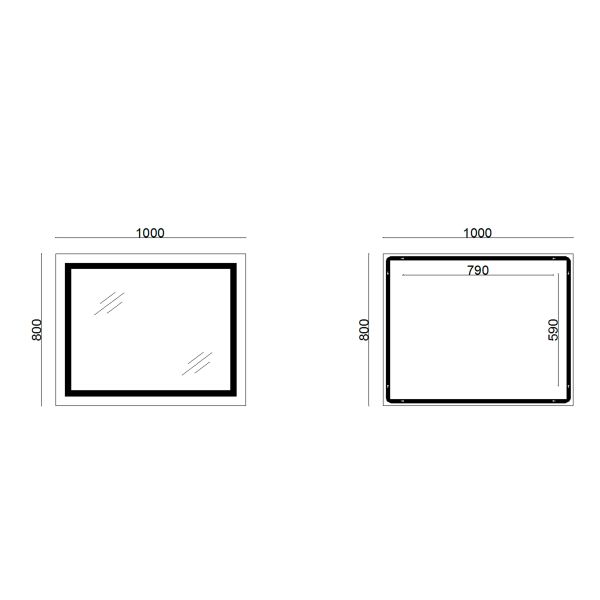 Дзеркало Lidz Kubis 1000х800 з LED-підсвічуванням Touch, з антизапотіванням, з димером, рег. яскравості LD78LF61410080 - фото 5