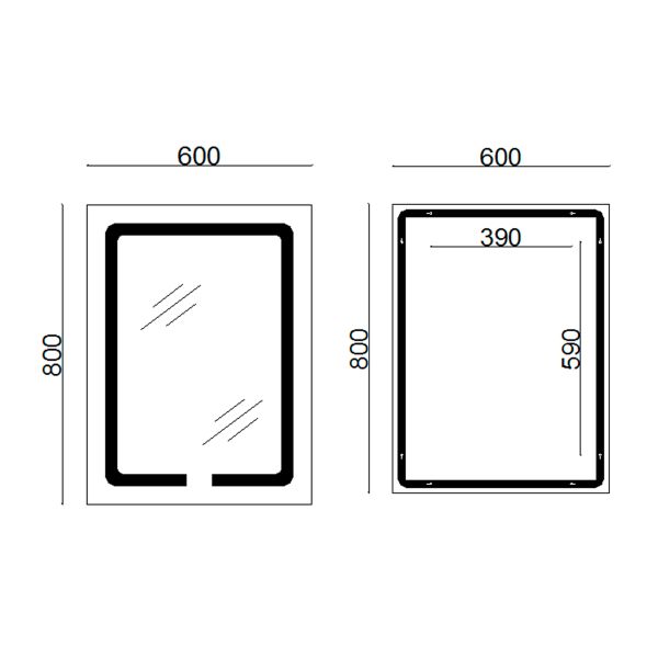 Дзеркало Lidz Kubis 600х800 з LED-підсвічуванням Touch, з антизапотіванням, з димером, рег. яскравості LD78LF9376080 - фото 2