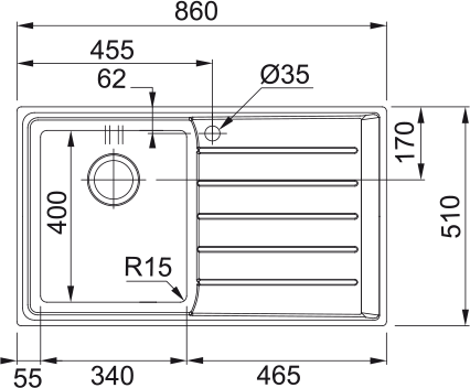 Кухонна мийка Neptune Plus NPX 611, нержавіюча сталь 101.0068.368