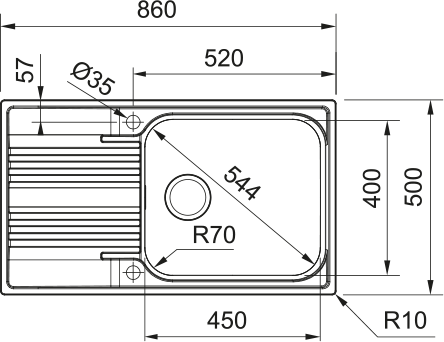 Кухонная мойка Smart SRX 611-86, нержавеющая сталь. 101.0456.705