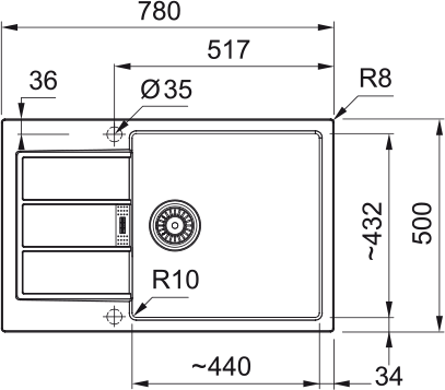 Кухонная мойка Sirius 2 S2D 611-78 XL, Тектонайт 143.0621.335