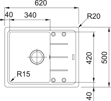 Кухонная мойка Basis BFG 611-62, Фрагранит. 114.0306.795 - фото 2