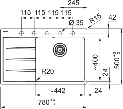 Кухонна мийка Centro CNG 611-78 TL, Фраграніт 114.0630.465