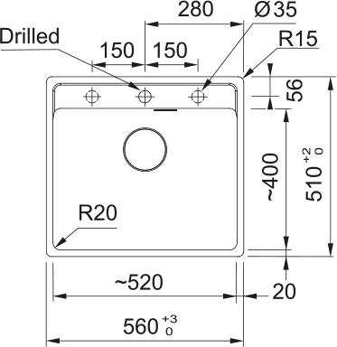 Кухонная мойка Maris MRG 610-52 TL, Фрагранит. 114.0716.704