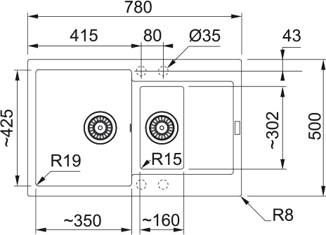 Кухонна мийка Maris MRG 651-78, Фраграніт 114.0381.015