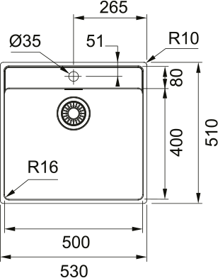 Кухонная мойка Maris MRX 210-50 TL, монтаж заподлицо, нержавеющая сталь. 127.0598.750 - фото 4