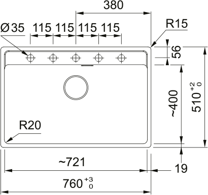 Кухонная мойка Maris MRG 610-72 TL, Фрагранит. 114.0720.003 - фото 2