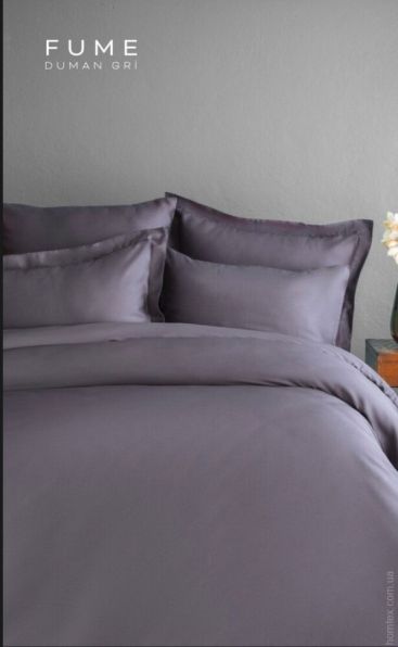 Набор постельного белья Simply satin Issimo Home Евро 200x220 Сатин 200 тс Дымчато-серый
