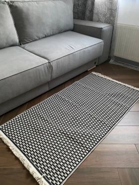 Коврик из хлопка 80×150 см с плетением "соты" – плотный, натуральный и стильный