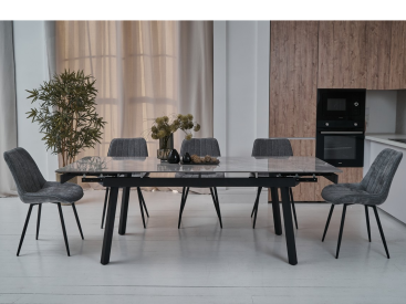 Керамический стол TM-88 ребекка грей + черный