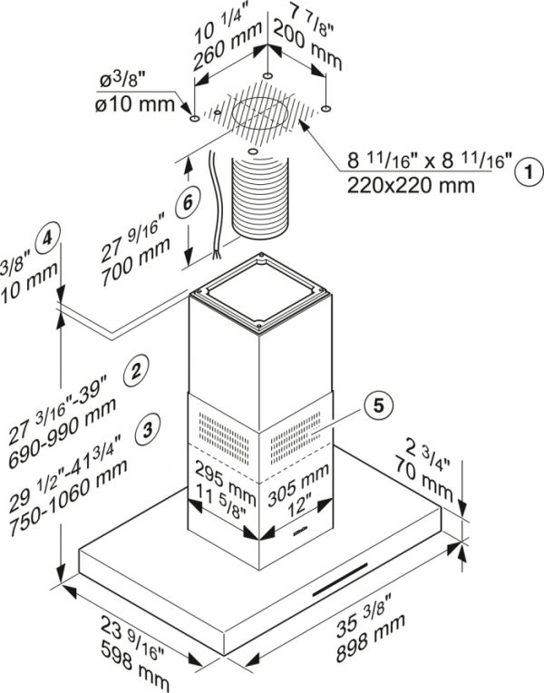Витяжка кухонна острівна Miele PUR98D нерж.сталь - фото 2