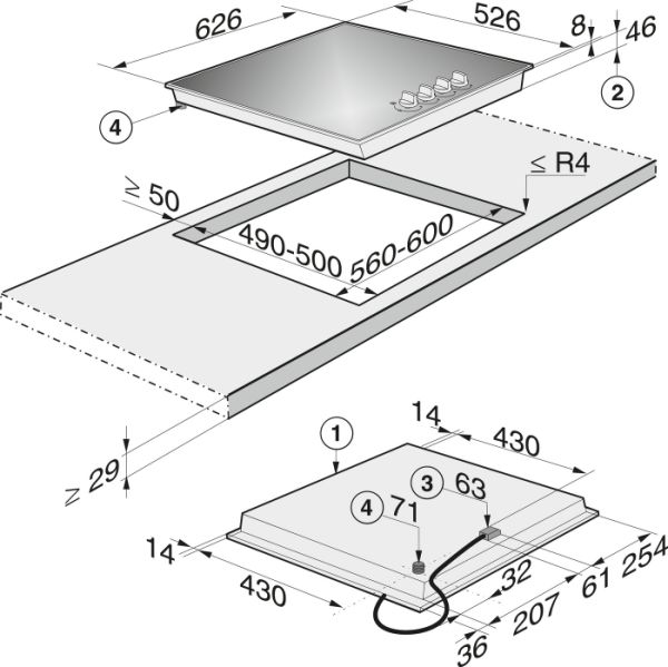 Варильна поверхня газова на склі Miele KM 3010 - фото 4