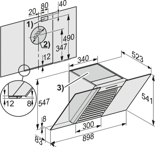Витяжка настінна Miele DA 6096 W чорний обсидіан