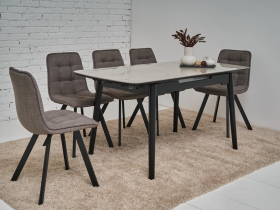 Керамический стол TM-76 калакатта мрамор (серая керамика) + чёрный