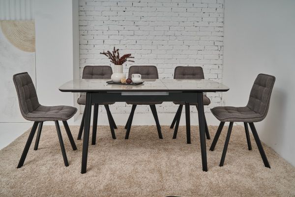 Керамический стол TM-76 калакатта мрамор (серая керамика) + чёрный - фото 3