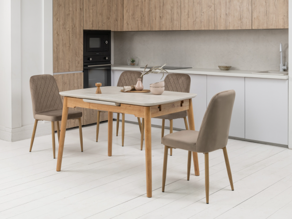 Керамический стол TM-76 травертин матовый + дуб - фото 3