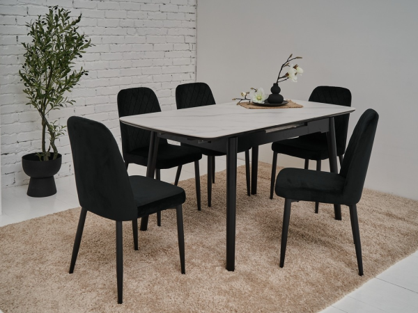 Керамический стол TM-76 белый мрамор + чёрный - фото 5