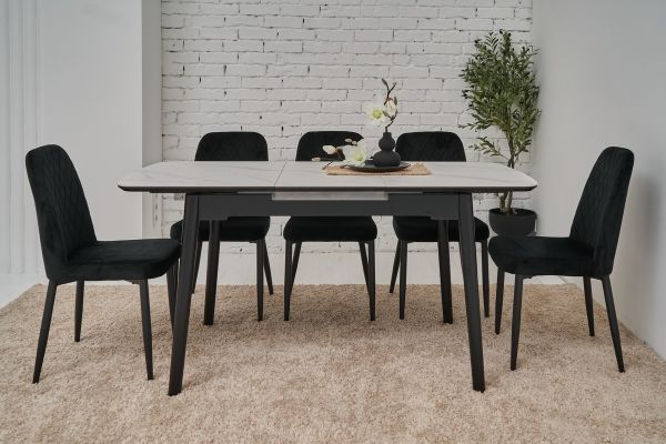 Керамический стол TM-76 белый мрамор + чёрный - фото 2