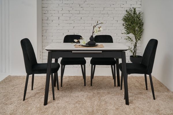 Керамический стол TM-76 белый мрамор + чёрный - фото 3