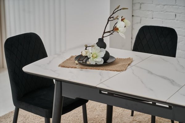 Керамический стол TM-76 белый мрамор + чёрный - фото 4