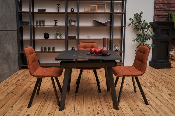 Керамический стол TM-80 чёрный оникс + чёрный